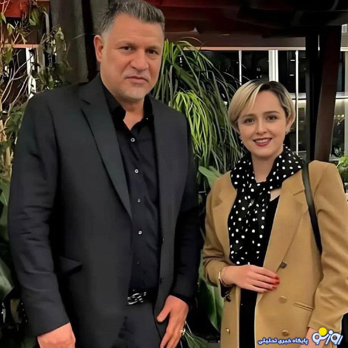 سوزه شدن پوشش منشوری ترانه علیدوستی در کنار علی دایی/عکس سوزه شدن پوشش منشوری ترانه علیدوستی در کنار علی دایی/عکس